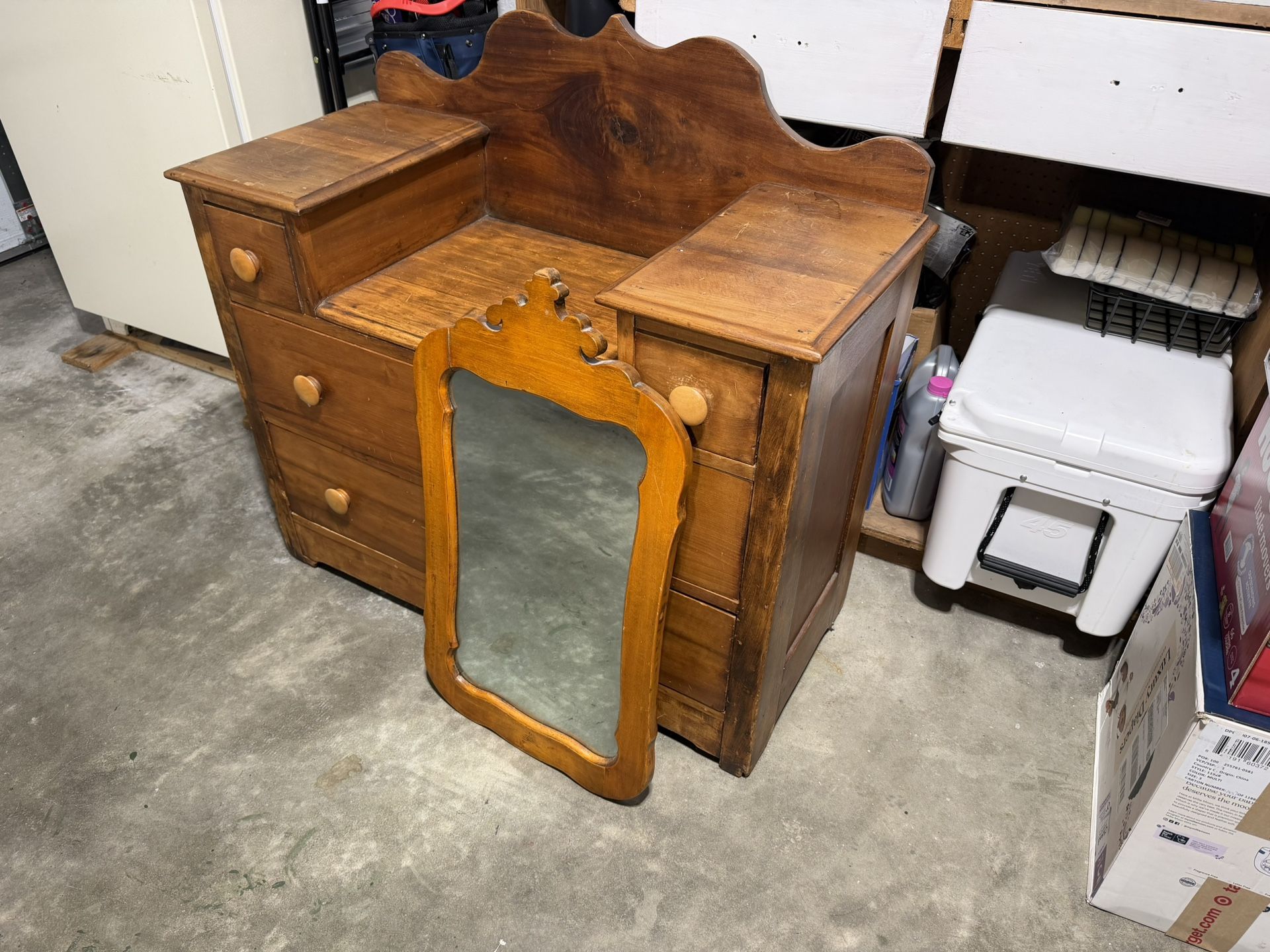 Wood Dresser and Mirror