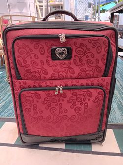 Brighton Burgundy Red & Black 25" Rolling Large Check In Luggage Suitcase $180 OBO!