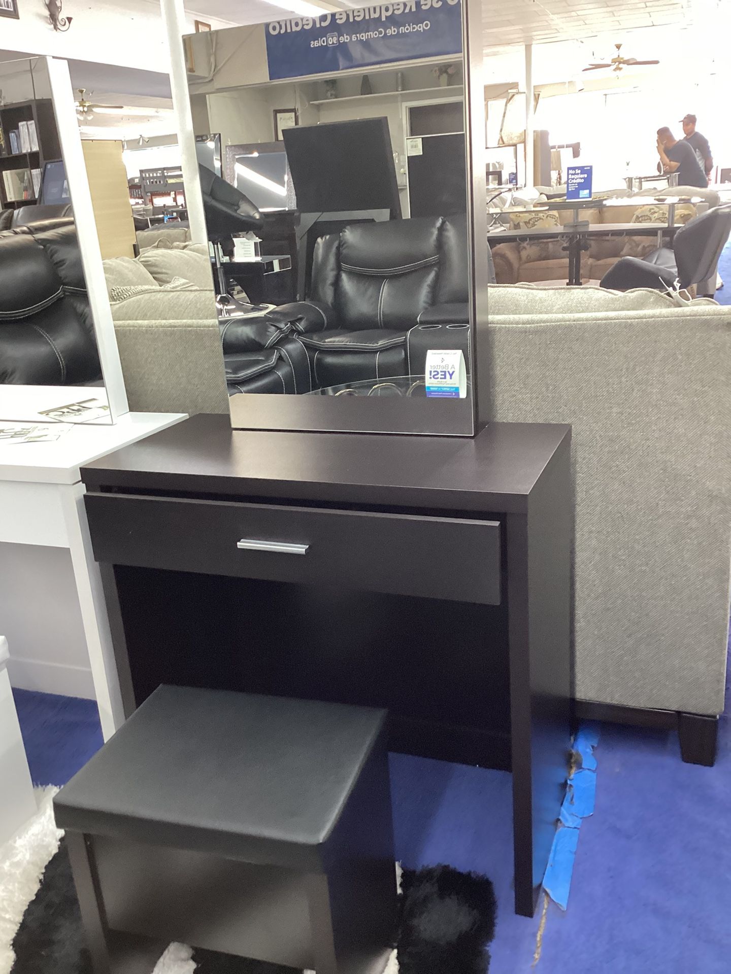 Small Brown Vanity With Stool 