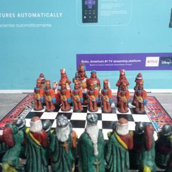 Vtg Peruvian Inca vs Spanish Conquistador Chess Set