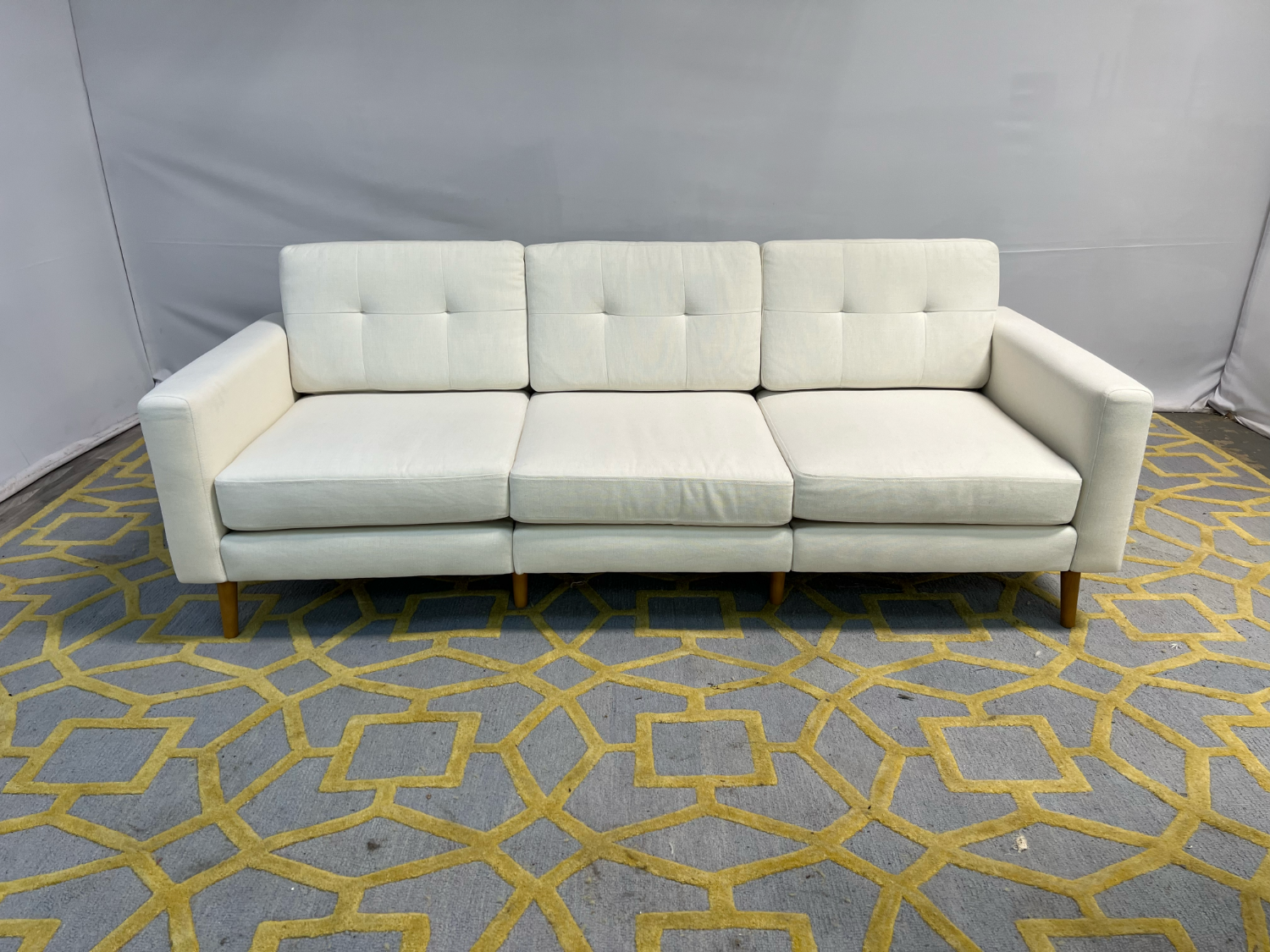 ( Delivery Available ) Burrow Nomad Cream White Sofa