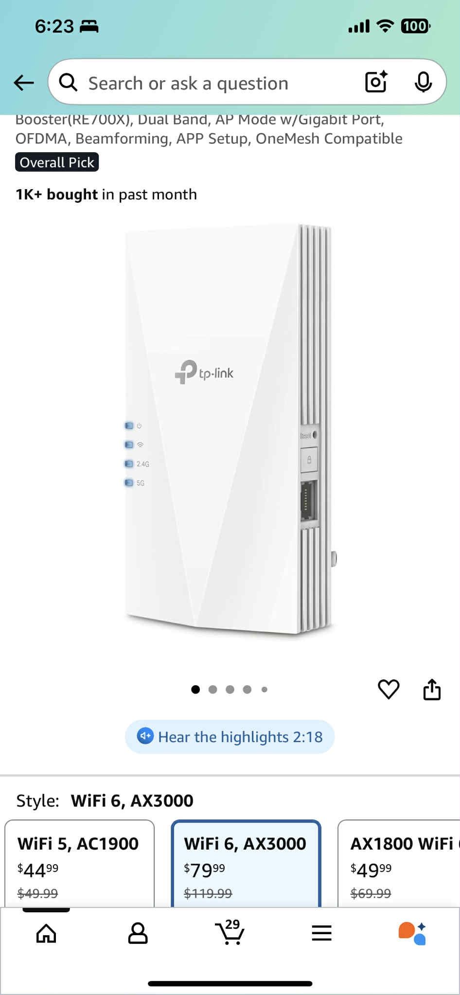 TP-Link Wifi 6 Range Extender
