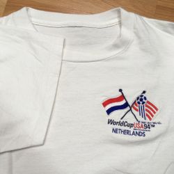Vintage 94 Netherlands World Cup USA Soccer White Shirt S Futbol Fifa Embroidery
