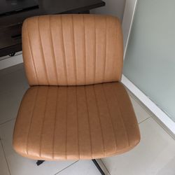Faux Leather Swivel Office Chair Brown
