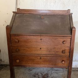 Antique Stickley Style Mission Oak Arts & Crafts Drop Front Desk