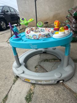 Smart Steps Bounce N' Glide 3-in-1 Activity Center Walker with Removable STEM Toys, Jungle Life Blue