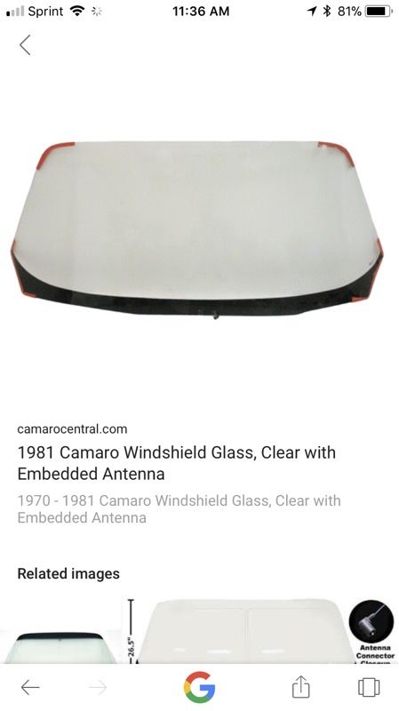 1970-1981 Camaro front glass windshield