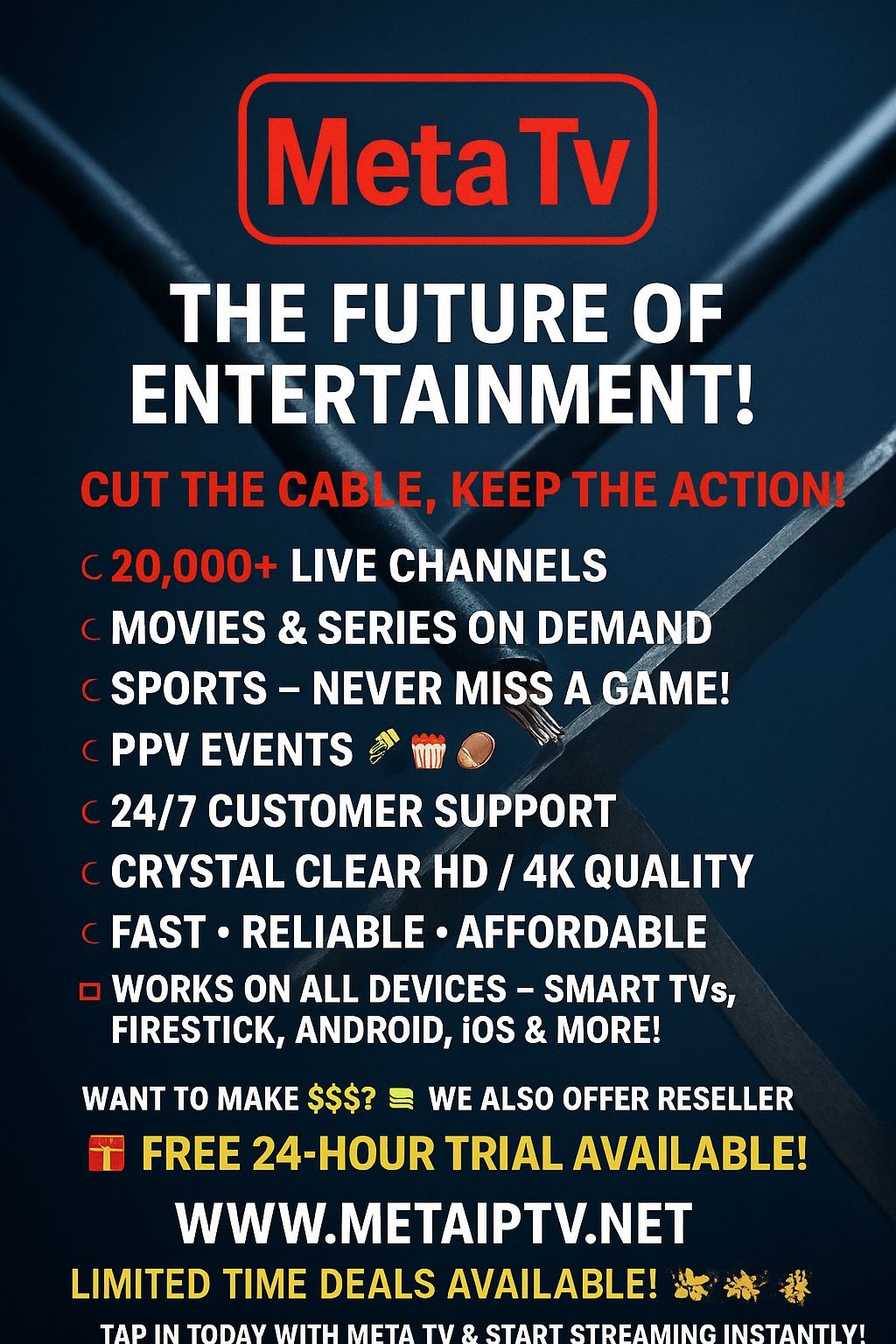 π₯πΊ Meta TV IPTV β 20,000+ Channels π Works on ALL Devices β‘ Free 24h Trial!
