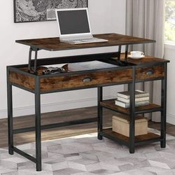 47" Lift Top Computer Desk with Drawers