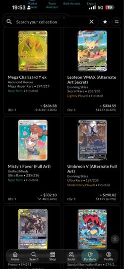Pokemon singles collection cards