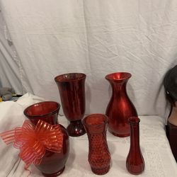 6 Red Vases For Flowers