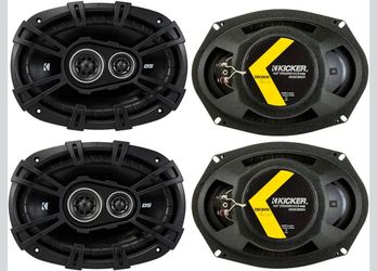 KICKER Speaker Package of 2 Items: Four 6"x9" DS Series Coaxial Speakers 4-Ohm - 2X 43DSC6504