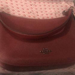 Red Leather Coach Satchel Like New 