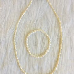 Vintage Rice Pearl Necklace Set