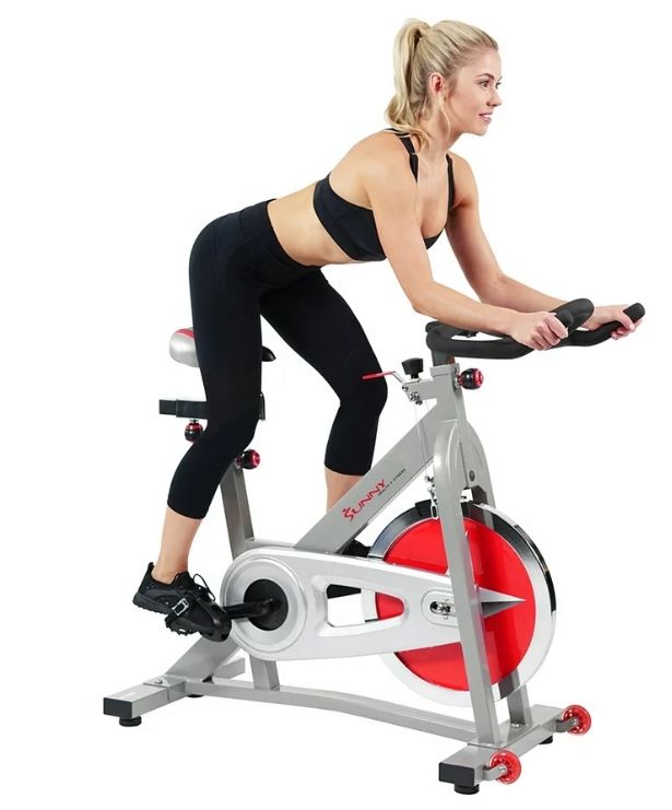 Sunny Health & Fitness Stationary Bike w Chain Drive 40 lb Flywheel Pro Indoor Cycling Exercise Cycle Trainer - SF-B901