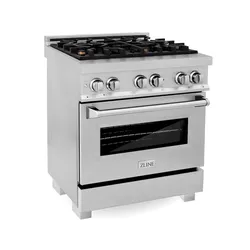 ZLINE 30 in. Dual Fuel Range with Gas Cooktop and Electric Convection Oven in Satin Stainless Steel