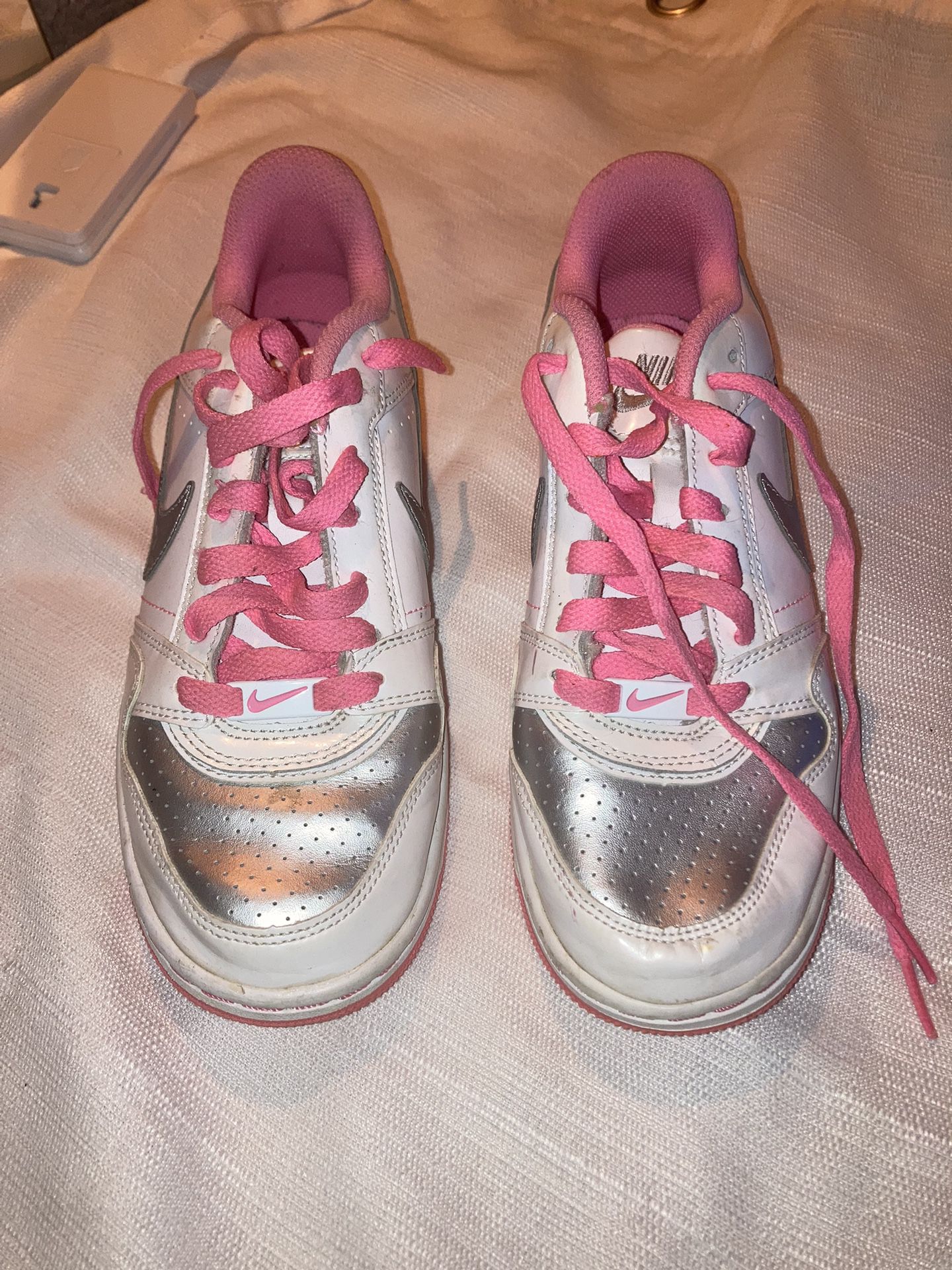 Pink And Silver Nike Shoes