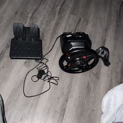 T128 Steering Wheel And Pedal Setup With Stand