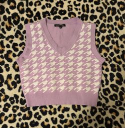 Haute Monde Houndstooth Knit Sweater Vest Large