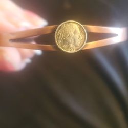 Tiny Buffalo Coin Bracelet. Tiny Coin. Kid Size