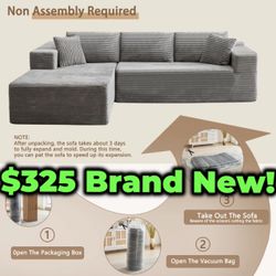 Gray , Black , Beige Boneless Couches L Shape Sectional Sofa Brand New 