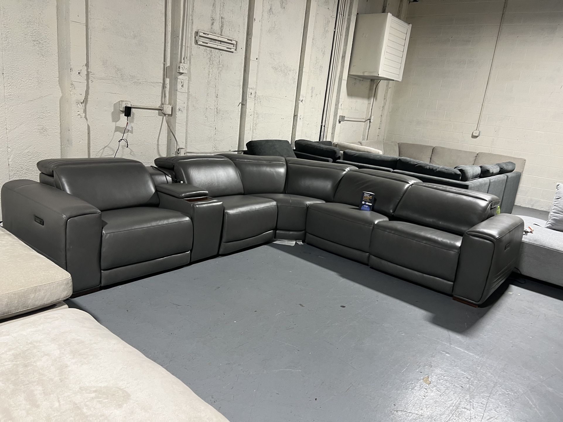 SECTIONAL COUCH LEATHER RECLINER ELECTRIC COUCH SOFA 