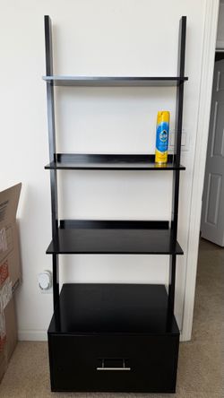 Black Ladder Shelf with Drawer