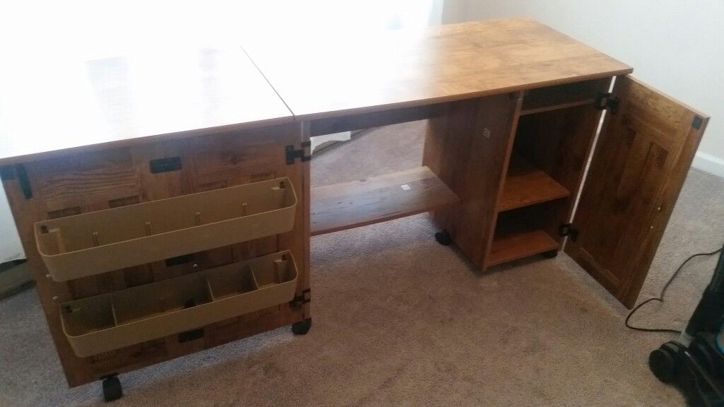 Large Sewing Desk with storage bins shelves 189.00 retail