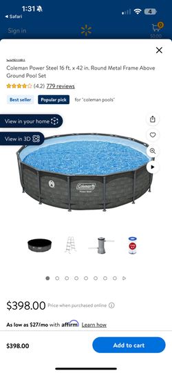 Coleman Power Steel 16 ft. x 42 in. Round Metal Frame Above Ground Pool Set