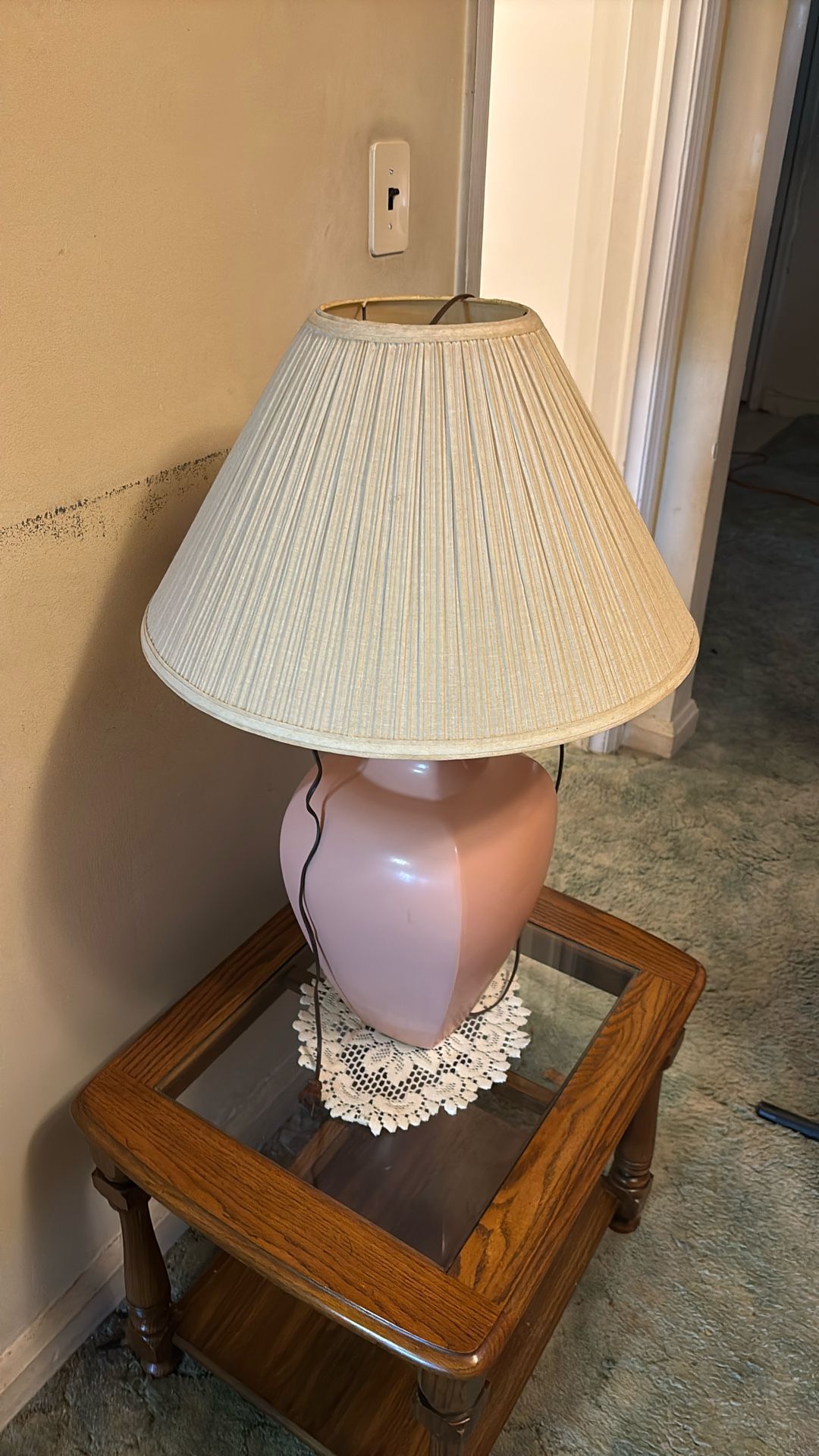 Two end tables 2 lamps one cocktail table
