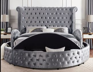 Brand New Grey Queen Size Storage Platform Bed Frame (Available in Eastern King)