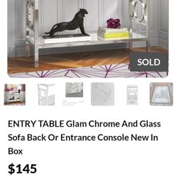 ENTRY TABLE Glam Chrome And Glass Sofa Back Or Entrance Console New In Box