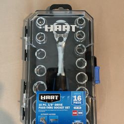 HART 16-Piece 3/8" Drive Pass-Through Socket Set – SAE & Metric