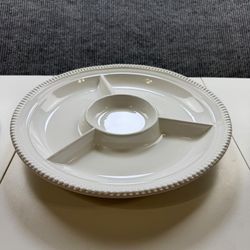 Ceriart S.A. Made in Portugal White Ceramic Divided Serving Tray Platter 14.5" 1028