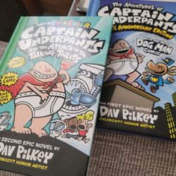 Captain Underpants Books Attack Of Talking Toilets And 25 1/2 Anniversary With Dogman Comic. Firm Price, No Trades 