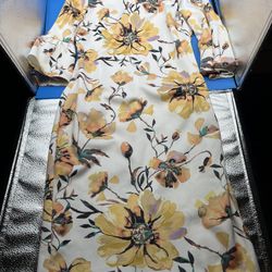 Thalia Sodi White Yellow Floral Bell Sleeve Dress