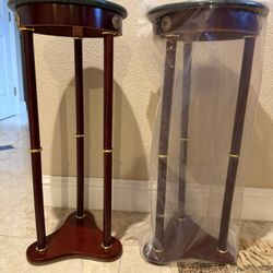 Round Marble Top Accent Side Table, x2