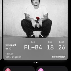 Bruno Mars 2 floor tickets