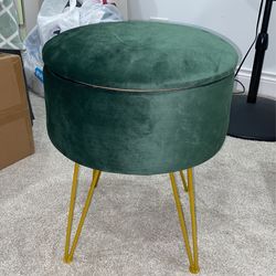 Velvet Round Ottoman With Storage