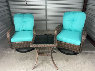 3 Pieces Patio Furniture Set Outdoor Rattan