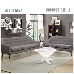 New grey sofa & loveseat modern