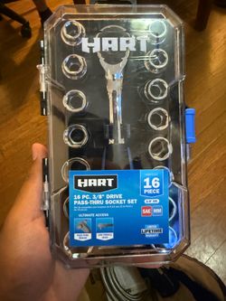 HART 16 PC. 3/8" Drive Pass-Thru Socket Set