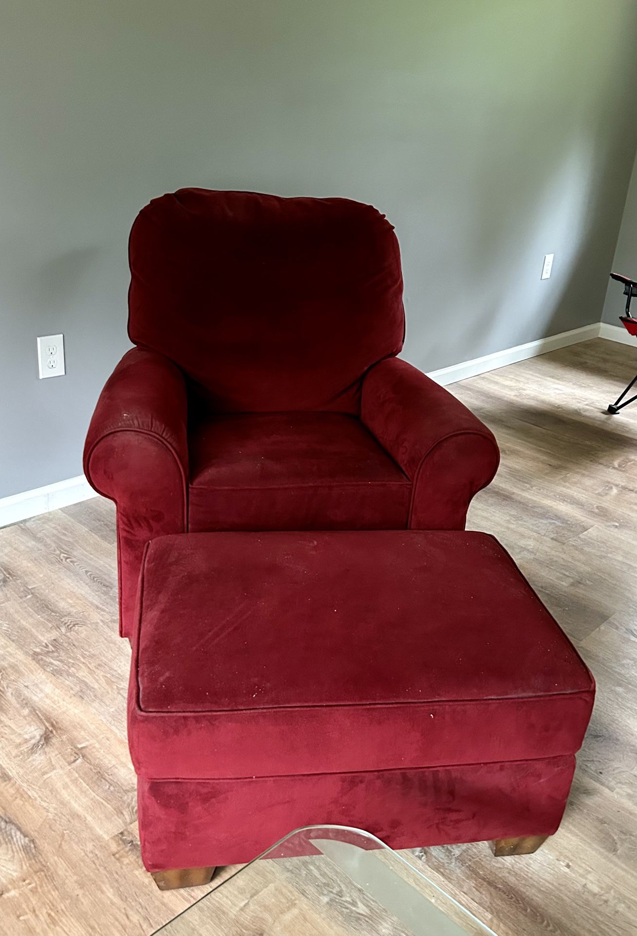 Red Recliner Chair & Ottoman