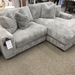 Grey Corduroy sofa chase