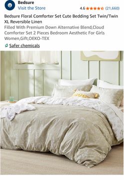 Bedsure Cozy Comfort Twin 2-Piece Comforter Set – Botanical Print – New in Package
