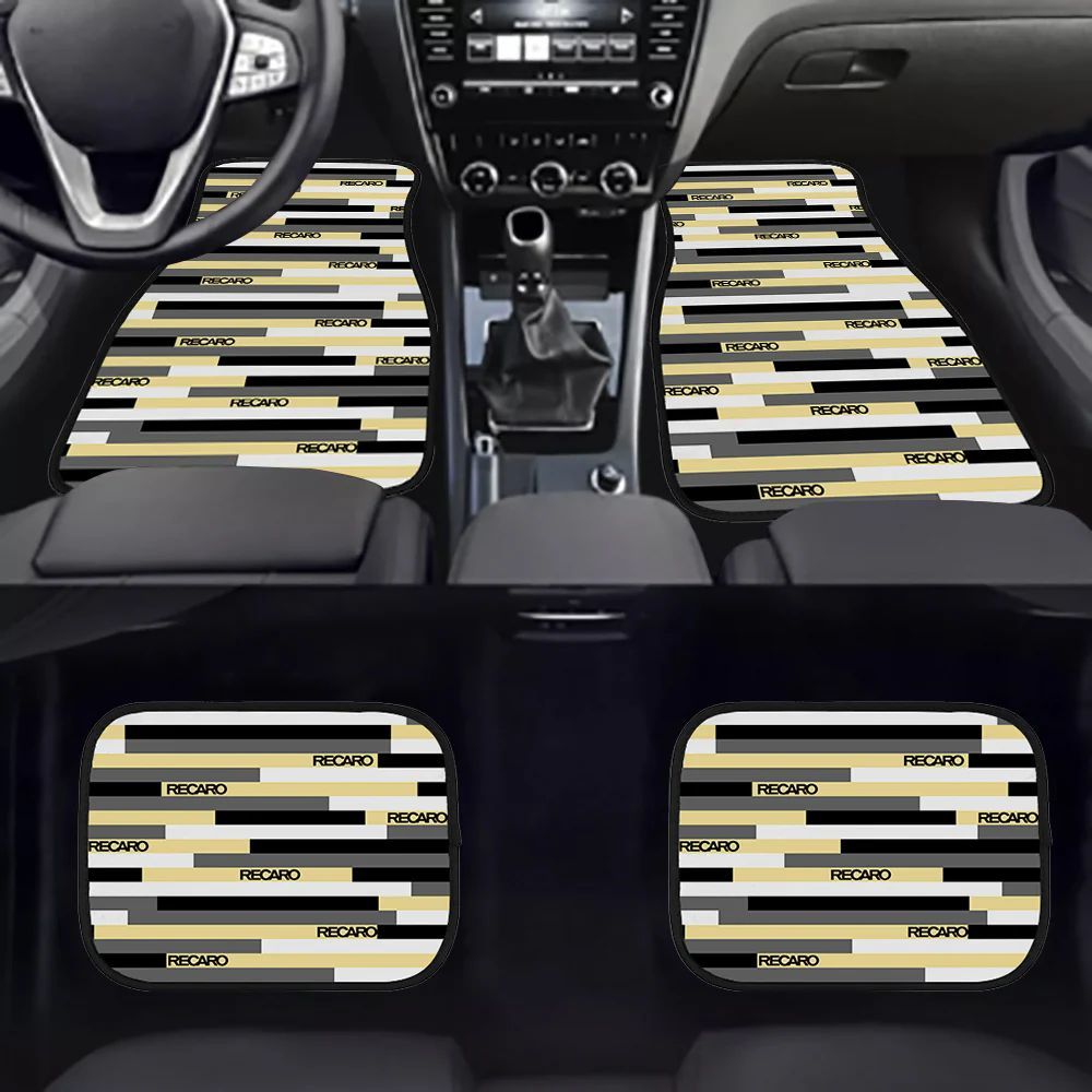 Brand New Universal 4PCS RECARO STYLE Racing Fabric Car Floor Mats Interior Carpets