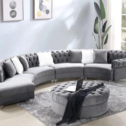 Grey Tufted Sectional