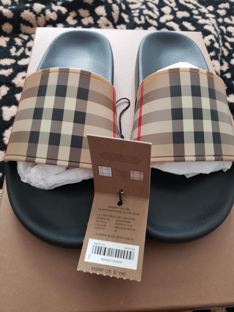 Burberry Slides for Kids Size 34