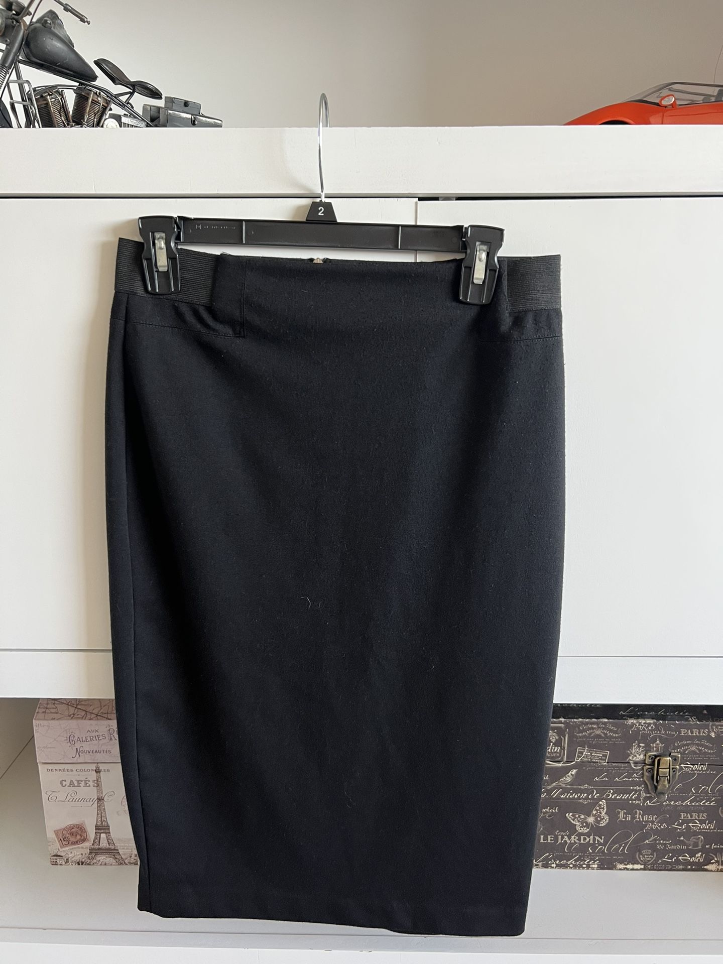 Black Cotton Pencil Skirt – Size M