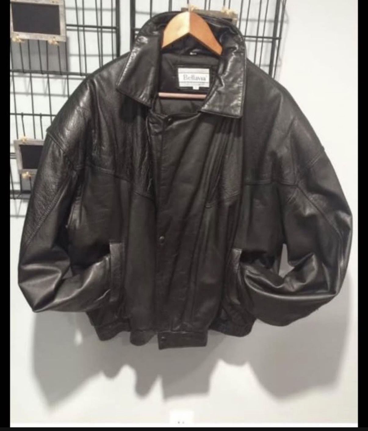 Men’s Vintage Leather Bomber Jacket -xl